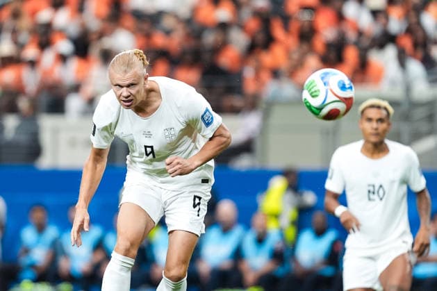 Erling Haaland of Norway heads the ball during a FIFA Men’s World Cup 2026 round of 32 football match between Ivory Coast and Norway at Dallas Stadium, in Arlington on June 30th 2026 (Photo by LVDIDI SPP)  Copyright: xLVDIDI SPPx Sportspressphoto_SPR181059