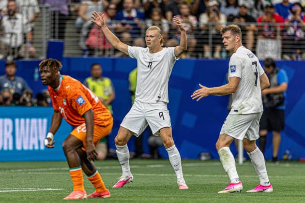 Ivory Coast vs. Norway DALLAS, TX - 30.06.2026: IVORY COAST VS. NORWAY - Erling Haaland, during the match between Ivory Coast and Norway, valid for the round of 16 of the 2026 FIFA World Cup, WM, Weltmeisterschaft, Fussball held at AT&amp;T Stadium, in Arlington, Texas, United States, this Tuesday (30). (Photo: Danilo Fernandes Fotoarena) x2975327x  DaniloxFernandes
