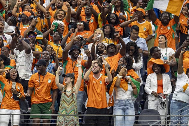 Fans of Ivory Coast show their support during the FIFA World Cup, WM, Weltmeisterschaft, Fussball 2026 Round of 32 match between Ivory Coast and Norway at Dallas Stadium on June 30th,2026 (Photo by Joao Bravo Sports Press Photo)  Copyright: xJoaoxBravo SportsxPressxPhotox Sportspressphoto_SPR181105