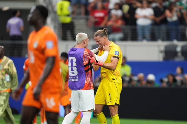 Ivory Coast v Norway - FIFA World Cup, WM, Weltmeisterschaft, Fussball 2026 - Round of 32 ARLINGTON, USA - JUNE 30: Orjan Haskjold Nyland (1) of Norway celebrates after winning the FIFA World Cup 2026 Round of 32 match between Ivory Coast and Norway at Dallas Stadium in Arlington, United States on June 30, 2026. Hakan Akgun Anadolu Texas United States. Editorial use only. Please get in touch for any other usage.  Copyright: x2026xAnadoluxHakanxAkgunx