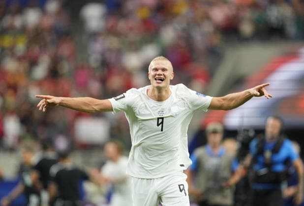 Erling Haaland (Norway) celebrate during Ivory Coast and Norway, Round of 32 FIFA World Cup, WM, Weltmeisterschaft, Fussball 2026, Dallas Stadium, Arlington, United States on June 30, 2026. Thor Wegner DeFodi Images. (Photo by DeFodi Images) - *** Erling Haaland of Norway celebrates during the match between Ivory Coast and Norway in the Round of 32 of the 2026 FIFA World Cup at Dallas Stadium in Arlington, United States, on June 30, 2026. Photo by DeFodi Images (Thor Wegner)