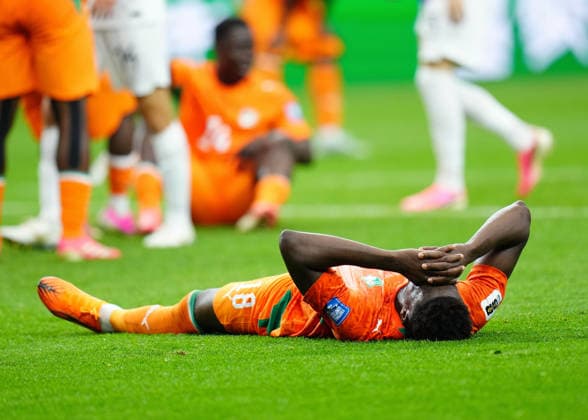 (260701) -- DALLAS, July 1, 2026 -- Ibrahim Sangare of Cote d Ivoire reacts during the round of 32 match between Cote d Ivoire and Norway at the 2026 FIFA World Cup, WM, Weltmeisterschaft, Fussball at Dallas Stadium in Dallas, the United States, June 30, 2026. ) (SP)U.S.-DALLAS-FOOTBALL-FIFA WORLD CUP-ROUND OF 32-CIV VS NOR JiaxHaocheng 