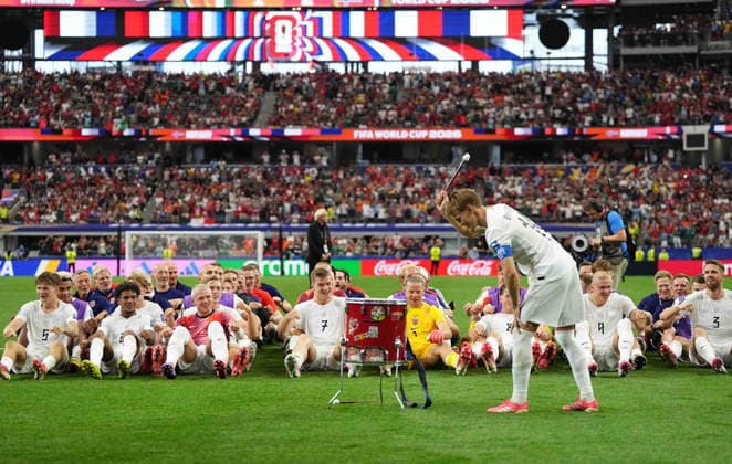 Norway team (Norway) celebrate during Ivory Coast and Norway, Round of 32 FIFA World Cup, WM, Weltmeisterschaft, Fussball 2026, Dallas Stadium, Arlington, United States on June 30, 2026. Thor Wegner DeFodi Images. (Photo by DeFodi Images) - *** The Norwegian team celebrates during the match between Ivory Coast and Norway in the Round of 32 of the 2026 FIFA World Cup at Dallas Stadium in Arlington, United States, on June 30, 2026. Photo by Thor Wegner, DeFodi Images