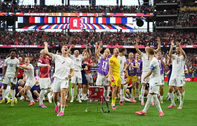 Martin Oedegaard (Norway) and Alexander Soerloth (Norway) celebrate during Ivory Coast and Norway, Round of 32 FIFA World Cup, WM, Weltmeisterschaft, Fussball 2026, Dallas Stadium, Arlington, United States on June 30, 2026. Thor Wegner DeFodi Images. (Photo by DeFodi Images) - *** Martin Oedegaard (Norway) and Alexander Soerloth (Norway) celebrate during the Round of 32 match between Ivory Coast and Norway at the 2026 FIFA World Cup, held at Dallas Stadium in Arlington, United States, on June 30, 2026. Photo by Thor Wegner, DeFodi Images