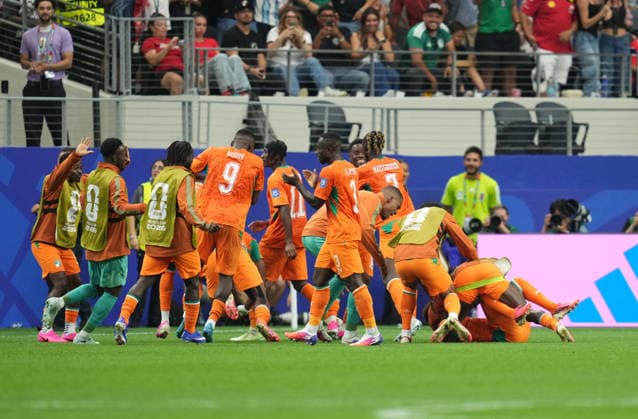 Amad Diallo (Ivory Coast) scores and celebrates his teams first goal during Ivory Coast and Norway, Round of 32 FIFA World Cup, WM, Weltmeisterschaft, Fussball 2026, Dallas Stadium, Arlington, United States on June 30, 2026. Thor Wegner DeFodi Images. (Photo by DeFodi Images) - *** Amad Diallo of Ivory Coast scores and celebrates his team s first goal during the match between Ivory Coast and Norway in the Round of 32 of the 2026 FIFA World Cup at Dallas Stadium in Arlington, United States, on June 30, 2026. Thor Wegner, DeFodi Images. Photo by DeFodi Images