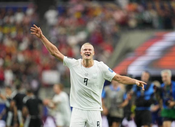 Erling Haaland (Norway) celebrate during Ivory Coast and Norway, Round of 32 FIFA World Cup, WM, Weltmeisterschaft, Fussball 2026, Dallas Stadium, Arlington, United States on June 30, 2026. Thor Wegner DeFodi Images. (Photo by DeFodi Images) - *** Erling Haaland of Norway celebrates during the match between Ivory Coast and Norway in the Round of 32 of the 2026 FIFA World Cup at Dallas Stadium in Arlington, United States, on June 30, 2026. Photo by DeFodi Images (Thor Wegner)