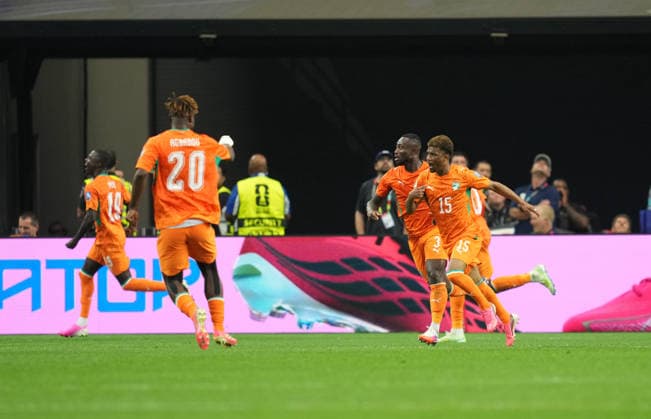 Amad Diallo (Ivory Coast) scores and celebrates his teams first goal during Ivory Coast and Norway, Round of 32 FIFA World Cup, WM, Weltmeisterschaft, Fussball 2026, Dallas Stadium, Arlington, United States on June 30, 2026. Thor Wegner DeFodi Images. (Photo by DeFodi Images) - *** Amad Diallo of Ivory Coast scores and celebrates his team s first goal during the match between Ivory Coast and Norway in the Round of 32 of the 2026 FIFA World Cup at Dallas Stadium in Arlington, United States, on June 30, 2026. Photo by DeFodi Images (Thor Wegner)