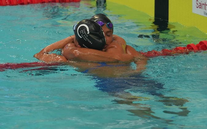 Natation - Championnat de France 30 06 2026 FINALES Lou-Ann Gaudaire and Ines Delecroix of CN Brest during the final of the French Swimming Championships at the Raymond Sommet Olympic Pool in Saint-Etienne on June30, 2026 photos by Laurent Lairys , Saint EtienneFrance  Copyright: xLaurentxLairysx