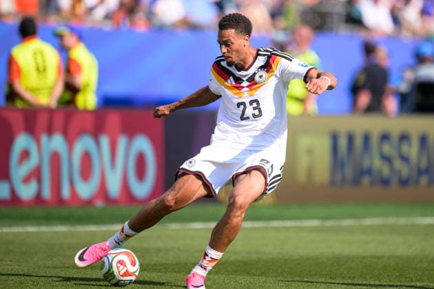 Fußball, WM 2026, 20260629, Deutschland - Paraguay. Im Bild Felix NMECHA (Deutschland, 23) Pass Zuspiel Ball Portrait Ganzkörper ganze volle Figur. Foxborough Boston-Stadion Massachusetts Vereinigte Staaten von Amerika Copyright: Passion2Press MarkusxFischerx