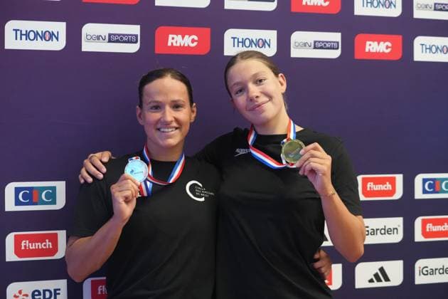 Natation - Championnat de France 30 06 2026 FINALES Laurent Lairys MAXPPP - Lou-Ann Gaudaire and Ines Delecroix of CN Brest during the final of the French Swimming Championships at the Raymond Sommet Olympic Pool in Saint-vâtienne on June30, 2026 ‚Äì photos by Laurent Lairys , Saint Etienne FRANCE  Copyright: xMAXPPPxLaurentxLairysx LLR202606307010 LLR202606307010