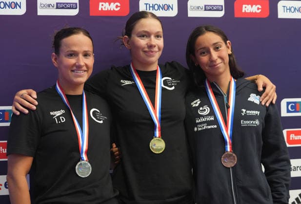 June 30, 2026, Saint Etienne, Bretagne, FRANCE: Ines Delecroix , Lou - Ann Gaudaire of CN Brest and Alexa Reyna of ES Massy Natation during the final 1500m Freestyle Women of the French Swimming Championships at the Raymond Sommet Olympic Pool in Saint-o°tienne on June30, 2026 Ã¢â‚¬ photos by . Saint Etienne FRANCE - ZUMAl193 20260630_zsp_l193_020 Copyright: xLaurentxLairysx