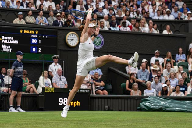 RECORD DATE NOT STATED 30th June 2026; All England Lawn Tennis and Croquet Club, London, England; Wimbledon Tennis Tournament, Day Two; Maya Joint (AUS) plays a forehand in her first round match against Serena Williams (USA) GodfreyxPitt