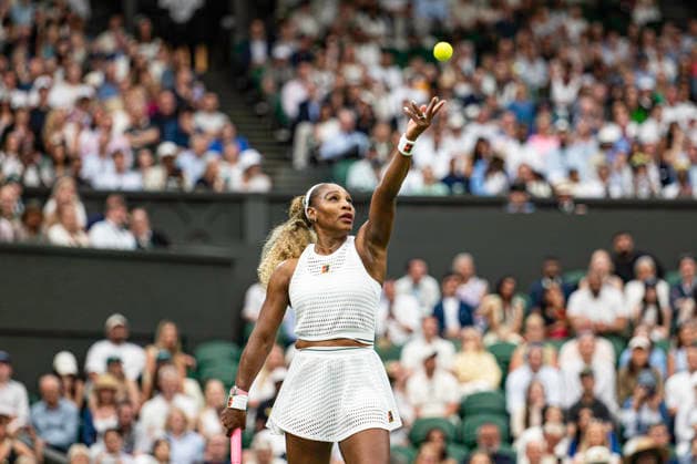 RECORD DATE NOT STATED 30th June 2026; All England Lawn Tennis and Croquet Club, London, England; Wimbledon Tennis Tournament, Day Two; Serena Williams (USA) serves in her first round match against Maya Joint (AUS) GodfreyxPitt