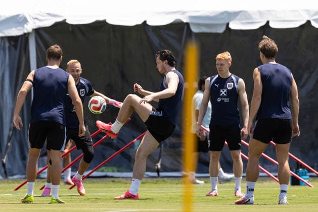 SOCCER - FIFA World Cup, WM, Weltmeisterschaft, Fussball 2026 SANTA BARBARA,CALIFORNIA,USA,30.JUN.26 - SOCCER - FIFA World Cup 2026, USA, Mexico, Canada, training Team AUT. Image shows Alexander Prass, Alexander Schlager, Michael Gregoritsch, Nicolas Seiwald and Michael Svoboda (AUT).  GEPAxpictures xArminxRauthner