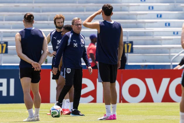 SOCCER - FIFA World Cup, WM, Weltmeisterschaft, Fussball 2026 SANTA BARBARA,CALIFORNIA,USA,30.JUN.26 - SOCCER - FIFA World Cup 2026, USA, Mexico, Canada, training Team AUT. Image shows Stefan Posch, Phillipp Mwene and head coach Ralf Rangnick (AUT).  GEPAxpictures xArminxRauthner
