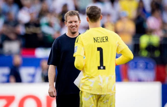 Boston, USA 29th Jun 2026. Trainer Julian Nagelsmann (Deutschland) Manuel Neuer (GER) Germany - Paraguay World Cup Deutschland - Paraguay 29.06.2026 *** Boston, USA, June 29, 2026 Coach Julian Nagelsmann Germany Manuel Neuer GER Germany Paraguay World Cup Germany Paraguay June 29, 2026