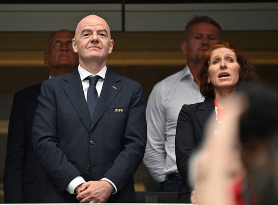 ARLINGTON, TEXAS - JUNE 30: FIFA President Gianni Infantino and Norwegian Football Federation President Lise Klaveness before the FIFA World Cup, WM, Weltmeisterschaft, Fussball 2026 Round Of 32 match between Group E Runners Up and Group I Runner-Up at Dallas Stadium on June 30, 2026 in Arlington, Texas.  Copyright: xMBxMediax