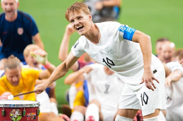 Martin Odegaard of Norway celebrates after winning the FIFA Men’s World Cup 2026 round of 32 football match between Ivory Coast and Norway at Dallas Stadium, in Arlington on June 30th 2026 (Photo by Alexandra Fechete SPP)  Copyright: xAlexandraxFechete SPPx Sportspressphoto_SPR181348