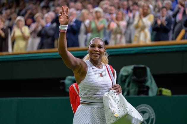 Day Two: The Championships - Wimbledon 2026 LONDON, ENGLAND JUNE 30 - Serena Williams of United States waves to fan after her Ladies Single First Round lose to Maya Joint of Australia at The Wimbledon Lawn Tennis Championship at Wimbledon on June 30, 2026 in London, England. (Photo by Keeran Marquis)  Copyright: xKeeranxMarquis Fotoarena SPPx Sportspressphoto_SPR181384