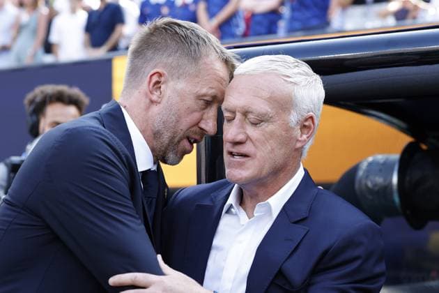 NEW JERSEY - Sweden manager Graham Potter and France manager Didier Deschamps ahead of the 2026 FIFA World Cup, WM, Weltmeisterschaft, Fussball round of 32 match between France and Sweden at Boston Stadium on June 30, 2026, in Foxborough, United States. MAURICE VAN STEEN ANP FIFA World Cup 2026 - round of 32 2026 xVIxANPxSportx xMauricexvanxSteenxIVx 562481616 originalFilename: 562481616.jpg