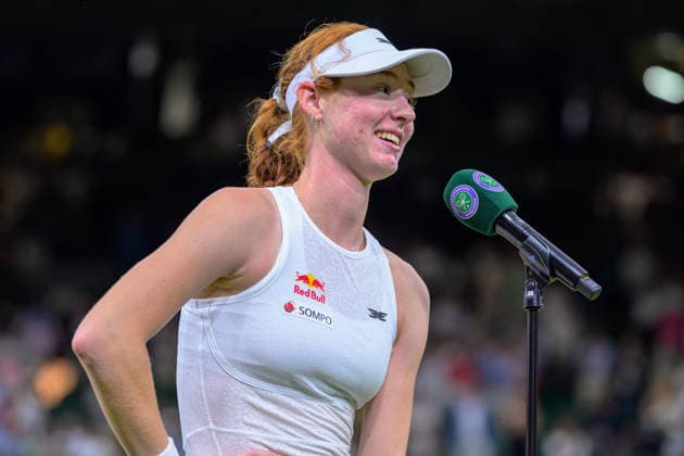 Day Two: The Championships - Wimbledon 2026 LONDON, ENGLAND JUNE 30 - Maya Joint of Australia give post match interview after wining Ladies Single First Round against Serena Williams of United States at The Wimbledon Lawn Tennis Championship at Wimbledon on June 30, 2026 in London, England. (Photo by Keeran Marquis)  Copyright: xKeeranxMarquis Fotoarena SPPx Sportspressphoto_SPR181414