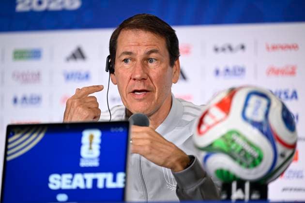 Belgian national football team - FIFA World Cup, WM, Weltmeisterschaft, Fussball 2026 - media activities 30 06 2026 SEATTLE, UNITED STATES OF AMERICA - JUNE 30 : Garcia Rudi head coach of Belgium talking to the press during a press conference, PK, Pressekonferenz at the Lumen Field Stadium prior to the Belgium vs Senegal match during the 2026 FIFA World Cup on June 30, 2026 in Seattle, United States of America, 30 06 2026 Seattle United States of America  Copyright: xNicoxVereeckenx