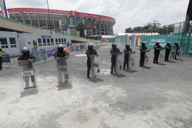 Mexico v Ecuador Round of 32 - FIFA World Cup, WM, Weltmeisterschaft, Fussball 2026 Riot police are guarding the area around Azteca Stadium for the FIFA Word Cup 2026 round of 32 match between Mexico and Ecuador. on June 30, 2026 in Mexico City, Mexico. (Photo by Ian Robles Eyepix Group) Copyright: xIanxRobles xEyepixxGroupx EL_30062026_189611JPEG