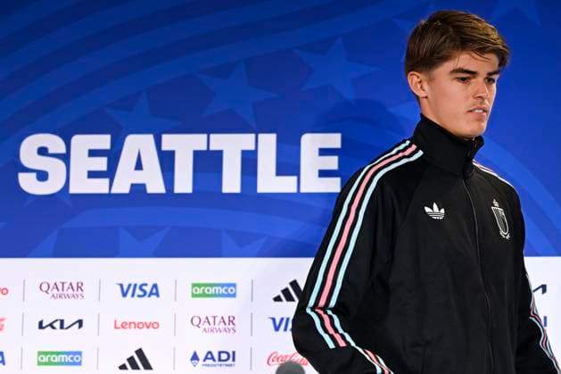 Belgian national football team - FIFA World Cup, WM, Weltmeisterschaft, Fussball 2026 - media activities 30 06 2026 SEATTLE, UNITED STATES OF AMERICA - JUNE 30 : De Ketelaere Charles midfielder of Belgium talking to the press during a press conference, PK, Pressekonferenz at the Lumen Field Stadium prior to the Belgium vs Senegal match during the 2026 FIFA World Cup on June 30, 2026 in Seattle, United States of America, 30 06 2026 Seattle United States of America  Copyright: xNicoxVereeckenx