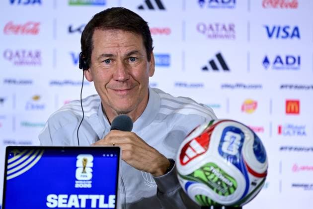 Belgium s head coach Rudi Garcia pictured during a press moment of Belgian national soccer team Red Devils, on Tuesday 30 June 2026 at Lumen Field Stadium, Seattle, USA. The Rode Duivels - Diables Rouges qualified for the knockout stage of the 2026 FIFA World Cup, WM, Weltmeisterschaft, Fussball where they ll meet Senegal in the round of 32 on July 1st. DIRKxWAEM  x180041280x