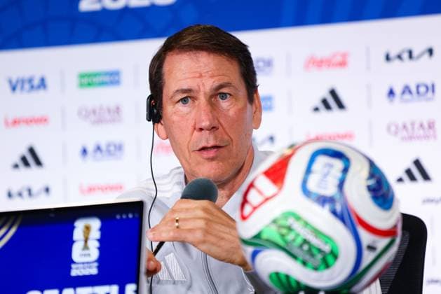 Belgium s head coach Rudi Garcia pictured during a press conference, PK, Pressekonferenz of Belgian national soccer team Red Devils, on Tuesday 30 June 2026 at Lumen Field,stadium Seattle, USA. The Rode Duivels - Diables Rouges qualified for the knockout stage of the 2026 FIFA World Cup, WM, Weltmeisterschaft, Fussball where they ll meet Senegal in the round of 32 on July 1st. BRUNOxFAHY  x180041308x