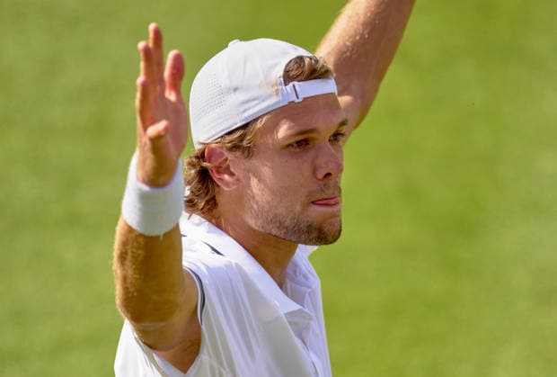 2026 Wimbledon, June 30, Day 2 LONDON, - JUNE 30: Otto Virtanen of Finland celebrates winning against against Ben Shelton of the United States during the 2026 Wimbledon, June 30, Day 2 at The all England club, Wimbledon on June 30, 2026 in London, GBR. London The all England club, Wimbledon GBR Copyright: xPeterxvanxdenxBerg ISIxPhotosx 9432