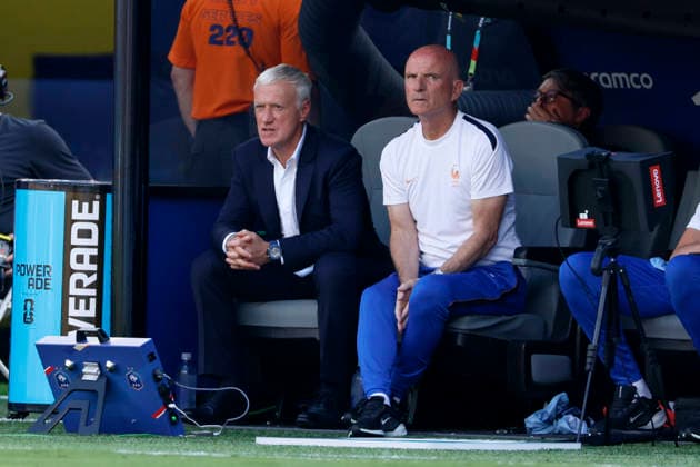 France v Sweden: Round Of 32 - FIFA World Cup, WM, Weltmeisterschaft, Fussball 2026 Didier Deschamps, Head Coach of France and Guy Stephan, Assistant Coach of France on the bench during the FIFA World Cup 2026 Round Of 32 match between France and Sweden at New York New Jersey Stadium on June 30, 2026 in East Rutherford, New Jersey. East Rutherford New York New Jersey Stadium NJ United States Copyright: xAllstarxPicturexLibraryxLtdx