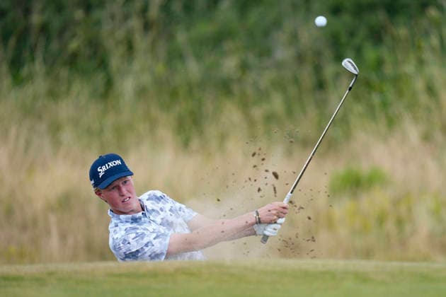 CROSBY, ENGLAND - JUNE 30: Guus Lafeber plays from the bunker on the fifteenth tee during round one of the Final Qualifying for The Open Championship at West Lancashire Golf Club, Crosby on June 30, 2026 in Crosby, Merseyside, England The 2026 Open Championship Qualifying