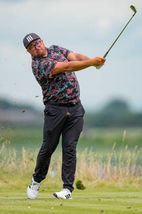 CROSBY, ENGLAND - JUNE 30: Timothy Shin plays from the seventeenth tee during round one of the Final Qualifying for The Open Championship at West Lancashire Golf Club, Crosby on June 30, 2026 in Crosby, Merseyside, England The 2026 Open Championship Qualifying