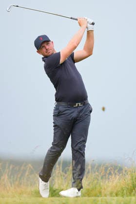 CROSBY, ENGLAND - JUNE 30: Matt Wallace plays from the seventeenth tee during round two of the Final Qualifying for The Open Championship at West Lancashire Golf Club, Crosby on June 30, 2026 in Crosby, Merseyside, England The 2026 Open Championship Qualifying