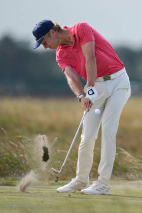 CROSBY, ENGLAND - JUNE 30: Tiger Christensen plays from the sixth tee during the first round of the Final Qualifying for The Open Championship at West Lancashire Golf Club, Crosby on June 30, 2026 in Crosby, Merseyside, England The 2026 Open Championship Qualifying