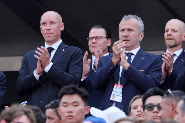 2026 World Cup - France v Sweden Prince Daniel of Sweden (C), husband of Crown Princess Victoria during the 2026 FIFA World Cup, WM, Weltmeisterschaft, Fussball round of 32 football match between France and Sweden at New York New Jersey Stadium on June 30, 2026 in East Rutherford, New Jersey. Photo by Charles Guerin ABACAPRESS.COM East Rutherford New Jersey United States  Copyright: xGuerinxCharles ABACAx