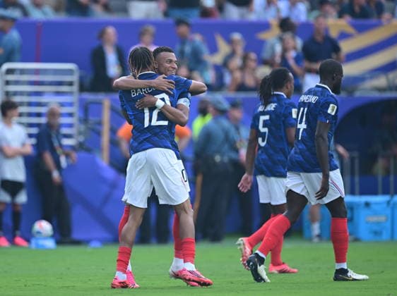 France v Sweden - FIFA World Cup, WM, Weltmeisterschaft, Fussball 2026 - Round of 32 NEW JERSEY, USA - JUNE 30: Bradley Barcola of France celebrates after scoring a goal during the 2026 FIFA World Cup Round of 32 match between France and Sweden at New Jersey Stadium (MetLife Stadium) in East Rutherford, New Jersey, USA, on June 30, 2026. Abdulhamid Hosbas Anadolu New Jersey United States. Editorial use only. Please get in touch for any other usage.  Copyright: x2026xAnadoluxAbdulhamidxHosbasx