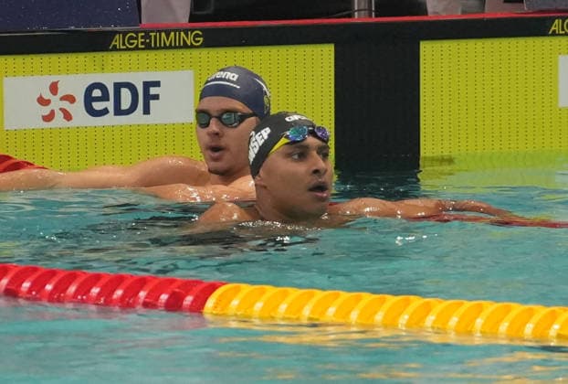 Natation - Championnat de France 30 06 2026 FINALES Yohann Ndoye - Brouard of Dauphins d Annecy and ARKHANGELSKY Michel of CN Marseille during the Final 50 m Backstroke Men of the French Swimming Championships at the Raymond Sommet Olympic Pool in Saint-Etienne on June30, 2026 photos by Laurent Lairys , Saint EtienneFrance  Copyright: xLaurentxLairysx