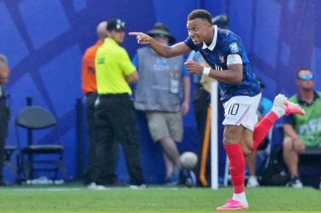 IPA86255995 - Kylian Mbappé of France celebrates after scoring a goal during the Round of 32 match between France and Sweden at the FIFA World Cup, WM, Weltmeisterschaft, Fussball in New York, USA, on June 30, 2026  Copyright: xEmmanuelexMastrodonato IPAxSportx xx 86255995