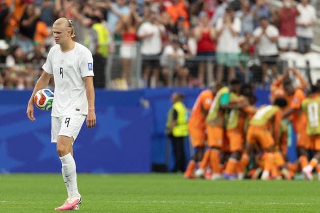 June 30, 2026, Arlington, Texas, USA: Norway forward ERLING BRAUT HAALAND (9) reacts during the 2026 FIFA World Cup, WM, Weltmeisterschaft, Fussball round of 32 match between Cote d ivoire and Norway at Dallas Stadium in Arlington, Texas. Norway defeated Cote d ivoire, 2-1. Arlington USA - ZUMAh193 20260630_zsp_h193_197 Copyright: xDanielxMcGregor-Huyerx