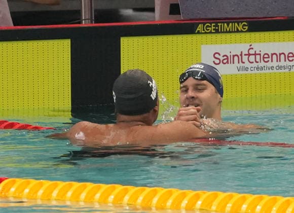 June 30, 2026, Saint Etienne, Bretagne, FRANCE: Yohann Ndoye - Brouard of Dauphins d Annecy and ARKHANGELSKY Michel of CN Marseille during the Final 50 m Backstroke Men of the French Swimming Championships at the Raymond Sommet Olympic Pool in Saint-o°tienne on June30, 2026 Ã¢â‚¬ photos by . Saint Etienne FRANCE - ZUMAl193 20260630_zsp_l193_033 Copyright: xLaurentxLairysx