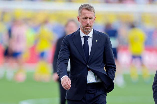 France v Sweden: Round Of 32 - FIFA World Cup, WM, Weltmeisterschaft, Fussball 2026 Graham Potter, Head Coach of Sweden looks dejected after the FIFA World Cup 2026 Round Of 32 match between France and Sweden at New York New Jersey Stadium on June 30, 2026 in East Rutherford, New Jersey. East Rutherford New York New Jersey Stadium NJ United States Copyright: xAllstarxPicturexLibraryxLtdx