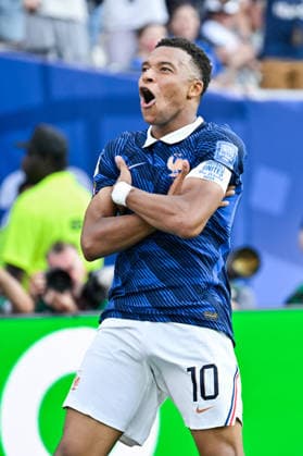 Kylian Mbappe of France celebrates after scoring the team s second goal during the FIFA Men’s World Cup 2026 round of 32 football match between France and Sweden at New York New Jersey Stadium, in East Rutherford on June 30th 2026 (Photo by Andre Ricardo SPP)  Copyright: xAndrexRicardo SPPx Sportspressphoto_SPR181481