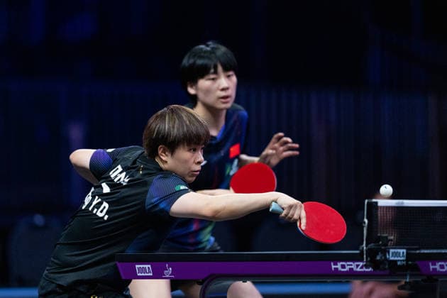 LOS ANGELES, CALIFORNIA - JUNE 30: Wang Yidi and Chen Yi of China compete in the Women s Doubles Round of 16 match against Elizabeta Samara and Bernadette Szocs of Romania on day 5 of United States Smash 2026 at Ontario Convention Center on June 30, 2026 in Los Angeles, California.  Copyright: xVCGx 111651545360