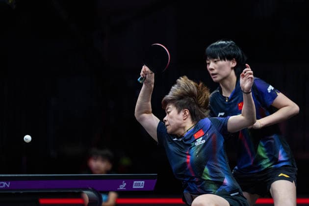 LOS ANGELES, CALIFORNIA - JUNE 30: Wang Yidi and Chen Yi of China compete in the Women s Doubles Round of 16 match against Elizabeta Samara and Bernadette Szocs of Romania on day 5 of United States Smash 2026 at Ontario Convention Center on June 30, 2026 in Los Angeles, California.  Copyright: xVCGx 111651545353