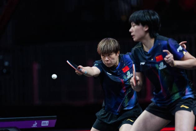 LOS ANGELES, CALIFORNIA - JUNE 30: Wang Yidi and Chen Yi of China compete in the Women s Doubles Round of 16 match against Elizabeta Samara and Bernadette Szocs of Romania on day 5 of United States Smash 2026 at Ontario Convention Center on June 30, 2026 in Los Angeles, California.  Copyright: xVCGx 111651545354