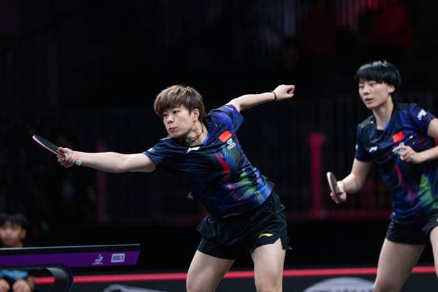 LOS ANGELES, CALIFORNIA - JUNE 30: Wang Yidi and Chen Yi of China compete in the Women s Doubles Round of 16 match against Elizabeta Samara and Bernadette Szocs of Romania on day 5 of United States Smash 2026 at Ontario Convention Center on June 30, 2026 in Los Angeles, California.  Copyright: xVCGx 111651545357