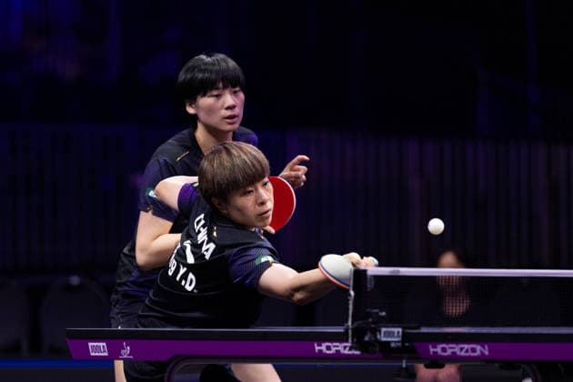 LOS ANGELES, CALIFORNIA - JUNE 30: Wang Yidi and Chen Yi of China compete in the Women s Doubles Round of 16 match against Elizabeta Samara and Bernadette Szocs of Romania on day 5 of United States Smash 2026 at Ontario Convention Center on June 30, 2026 in Los Angeles, California.  Copyright: xVCGx 111651545363