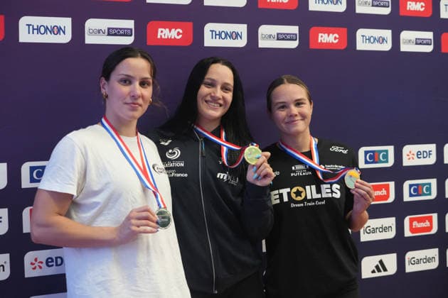 June 30, 2026, Saint Etienne, Bretagne, FRANCE: DUPONT Zia of ANGERS NATATION , VASQUEZ Lucie of ES MASSY NATATION and GIRAUDEAU Melina of ..ETOILES 92 during the Podium 200 m Breaststroke Women of the French Swimming Championships at the Raymond Sommet Olympic Pool in Saint-o°tienne on June30, 2026 Ã¢â‚¬ photos by . Saint Etienne FRANCE - ZUMAl193 20260630_zsp_l193_054 Copyright: xLaurentxLairysx